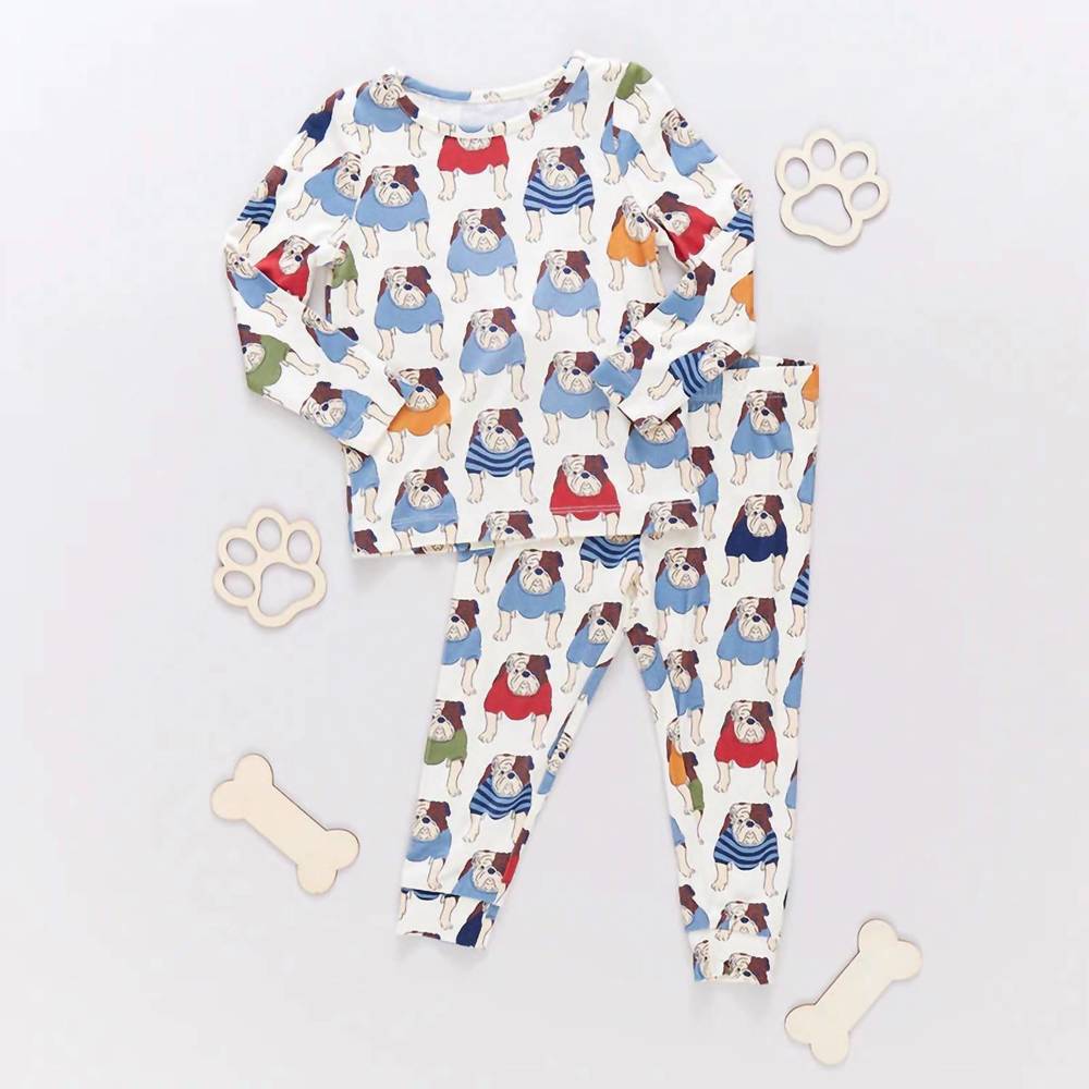 NEW PINK CHICKEN kids bamboo pj set in bulldogs - Picture 4 of 6